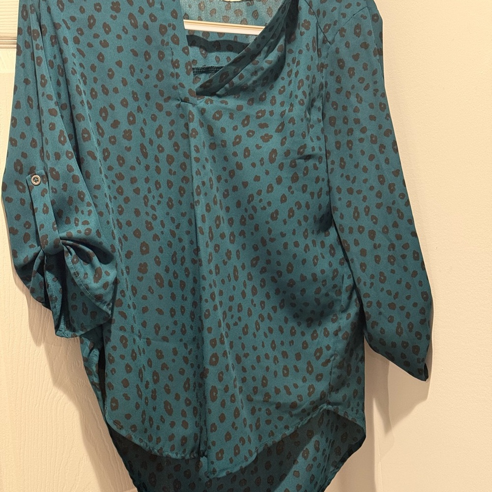 Teal Leopard Print Women's Top